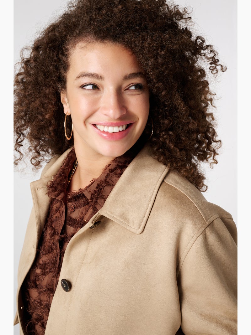 MS MODE Manteaux Veste en suédine avec fermeture à boutons Beige sable - Kiabi