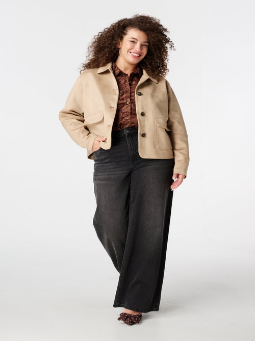 MS MODE Manteaux Veste en suédine avec fermeture à boutons - Kiabi
