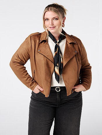 MS MODE Manteaux Veste motard en simili daim