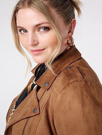 MS MODE Manteaux Veste motard en simili daim
