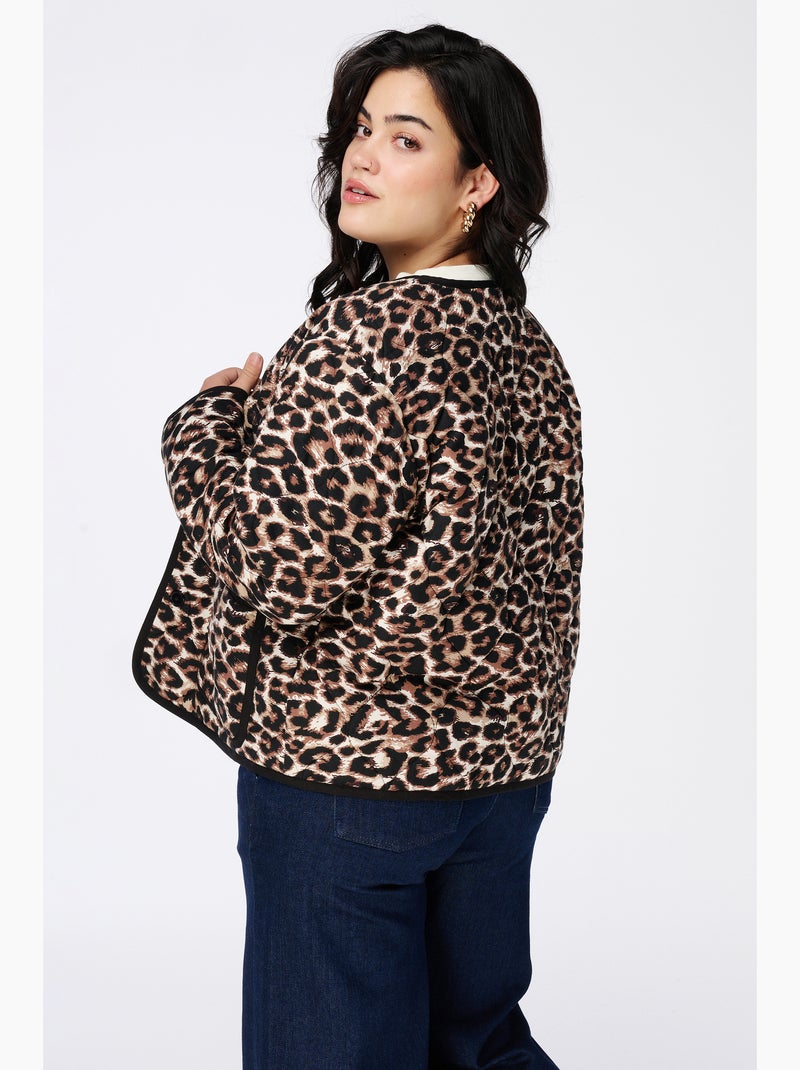 MS MODE Manteaux Veste rembourrée à imprimé léopard Marron - Kiabi