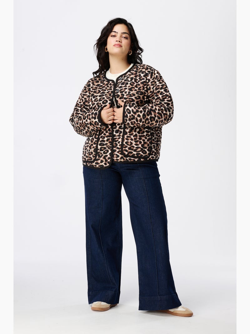 MS MODE Manteaux Veste rembourrée à imprimé léopard Marron - Kiabi