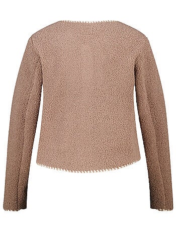 MS MODE Manteaux Veste Teddy avec coutures décoratives et fermeture à boutons