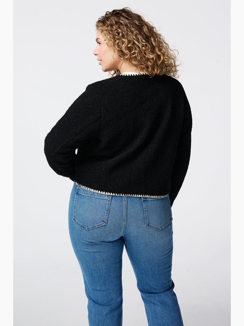 MS MODE Manteaux Veste Teddy avec détails contrastants Noir - Kiabi
