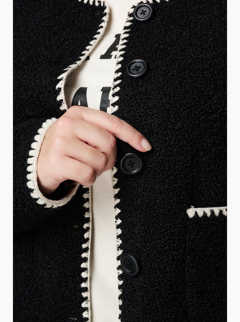 MS MODE Manteaux Veste Teddy avec détails contrastants Noir - Kiabi