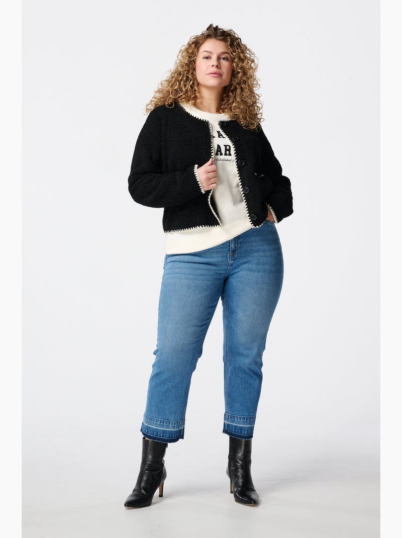 MS MODE Manteaux Veste Teddy avec détails contrastants Noir - Kiabi