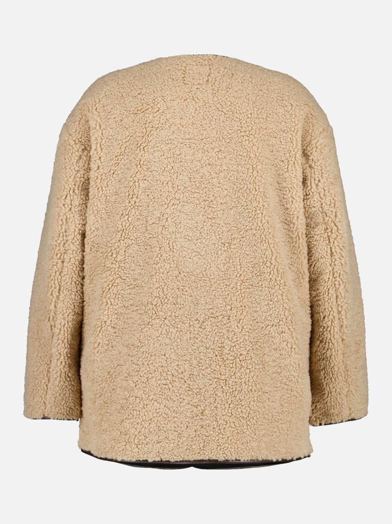 MS MODE Manteaux Veste teddy avec détails en cuir Beige sable - Kiabi
