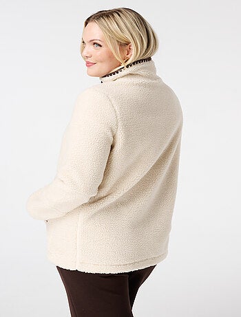 MS MODE Manteaux Veste Teddy avec fermeture éclair