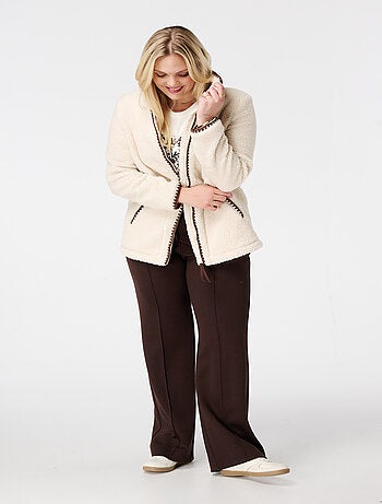 MS MODE Manteaux Veste Teddy avec fermeture éclair