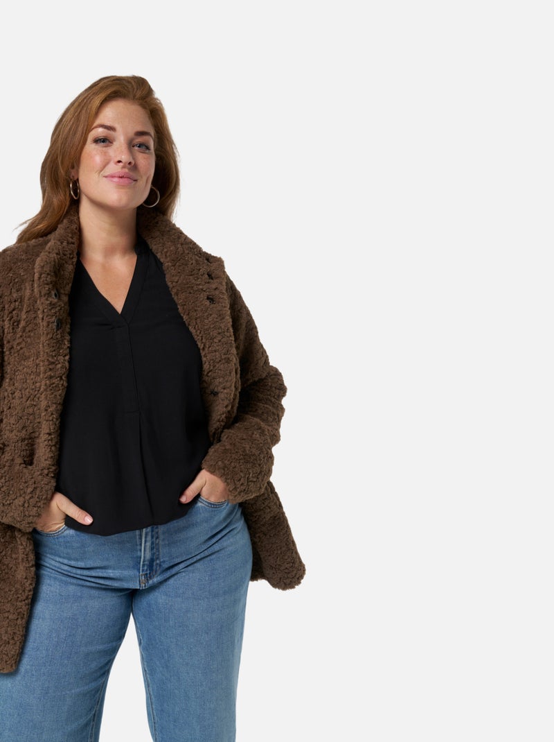 MS MODE Manteaux Veste teddy Marron - Kiabi
