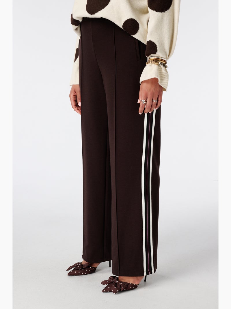 Ms mode pantalon à bande contrastante Marron foncé - Kiabi