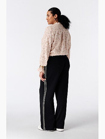 Ms mode pantalon à bande latérale en dentelle