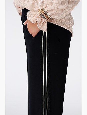Ms mode pantalon à bande latérale en dentelle