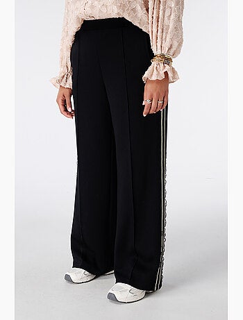 Ms mode pantalon à bande latérale en dentelle