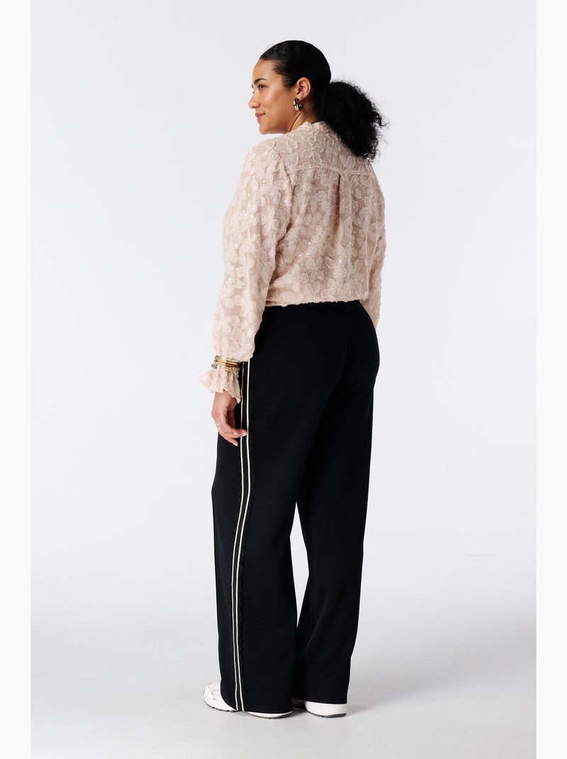 Ms mode pantalon à bande latérale en dentelle Noir - Kiabi