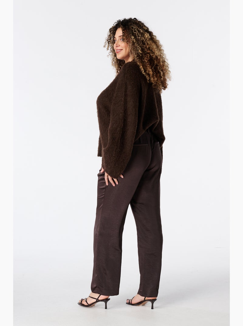 Ms mode pantalon aspect satiné Marron foncé - Kiabi