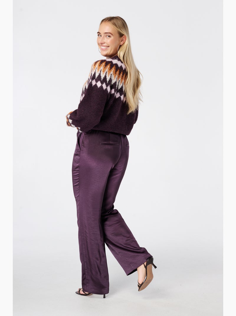 Ms mode pantalon aspect satiné Violet aubergine - Kiabi