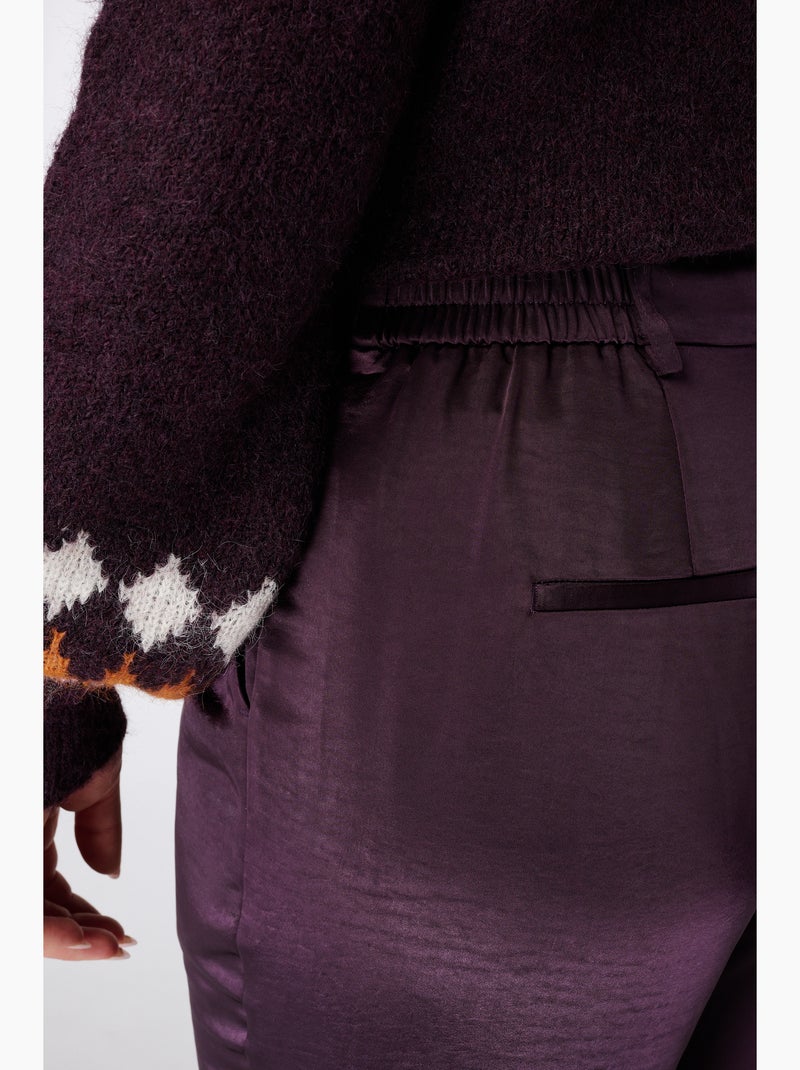 Ms mode pantalon aspect satiné Violet aubergine - Kiabi