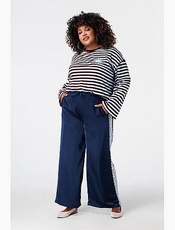 Ms mode pantalon avec détails en dentelle sur les côtés