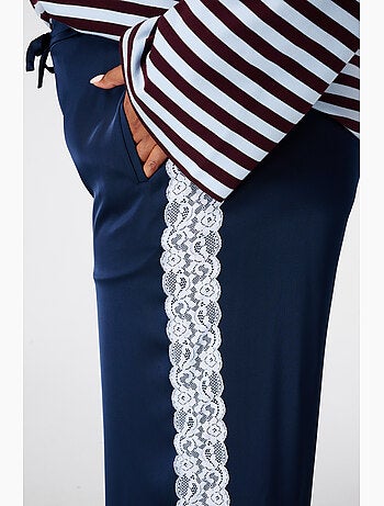 Ms mode pantalon avec détails en dentelle sur les côtés
