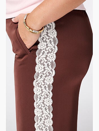 Ms mode pantalon avec détails en dentelle sur les côtés