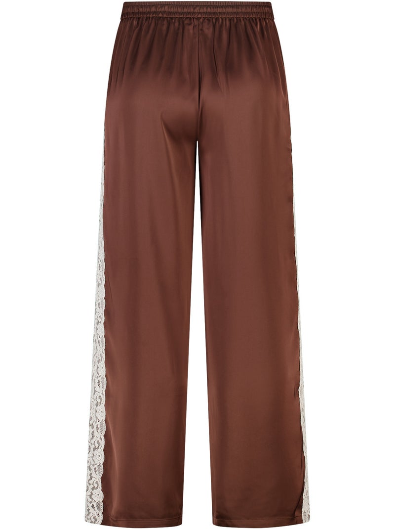 Ms mode pantalon avec détails en dentelle sur les côtés Marron chocolat - Kiabi