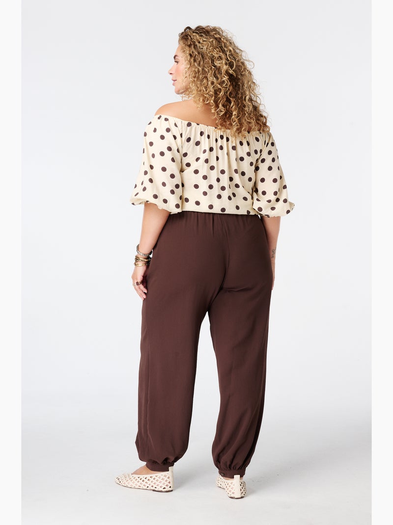 Ms mode pantalon ballon avec taille élastique Marron foncé - Kiabi