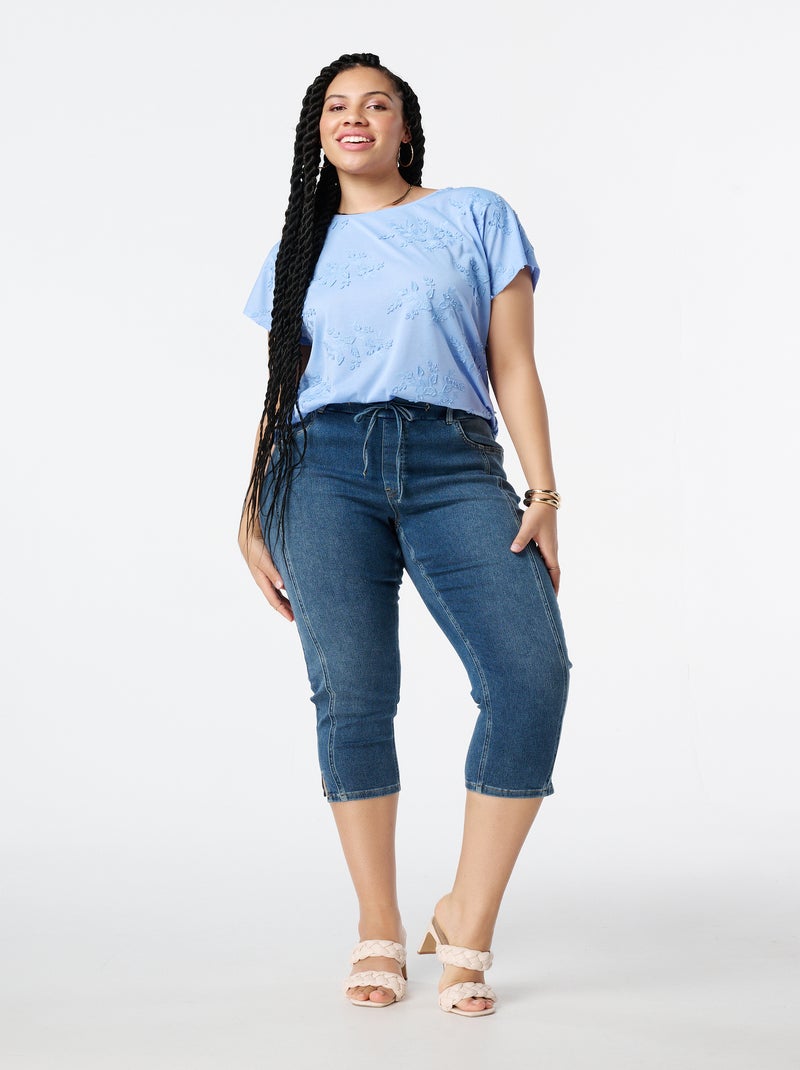 MS MODE Pantalon Capri avec cordon de serrage Bleu - Kiabi