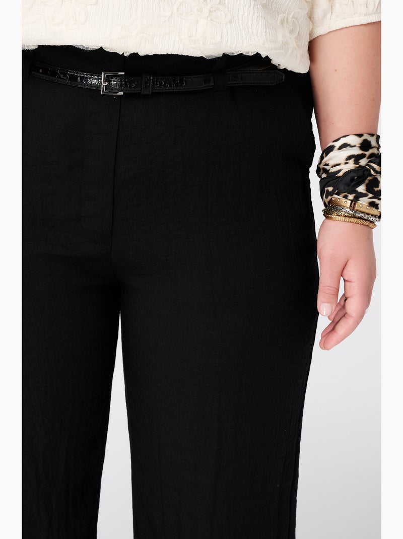 Ms mode pantalon en lin avec ceinture Noir - Kiabi