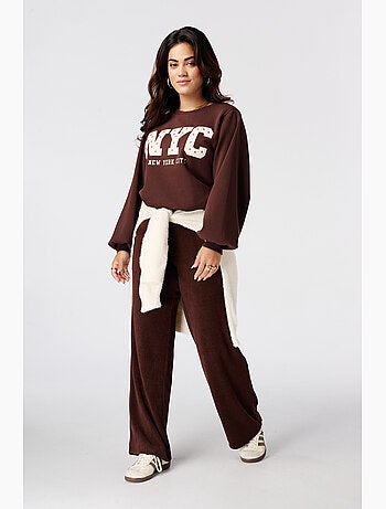 Ms mode pantalon large en velours côtelé