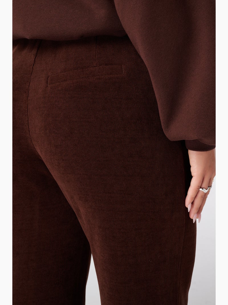 Ms mode pantalon large en velours côtelé Marron chocolat - Kiabi