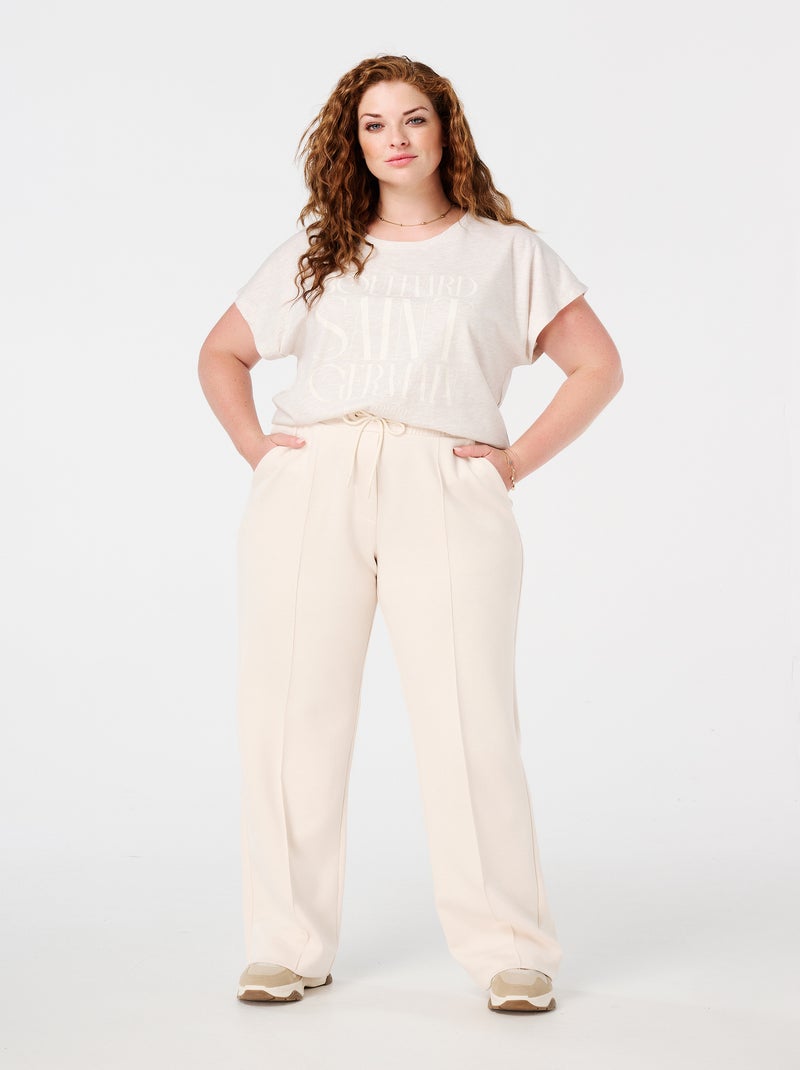MS MODE Pantalon Pantalon à couture partielle Blanc cassé - Kiabi