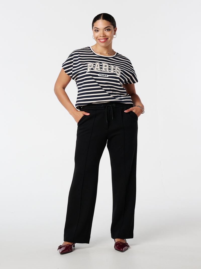 MS MODE Pantalon Pantalon à couture partielle Noir Noir - Kiabi