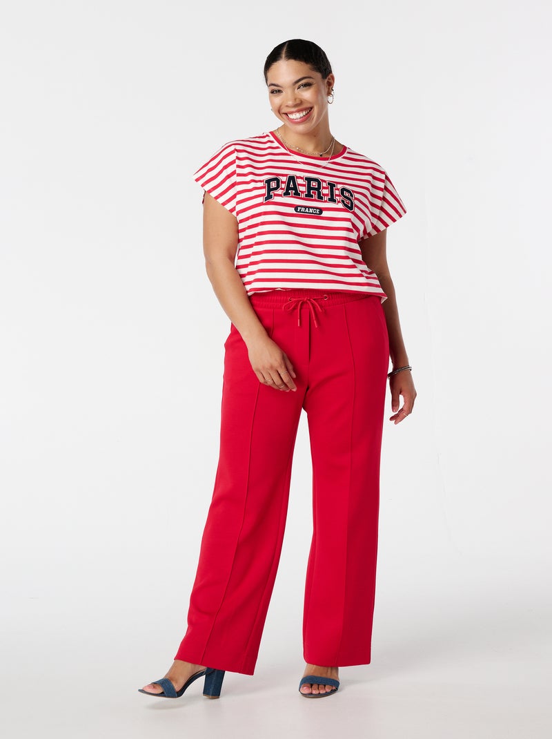 MS MODE Pantalon Pantalon à couture partielle Rouge - Kiabi