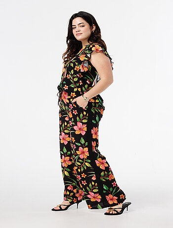 MS MODE Pantalon Pantalon à imprimé tropical