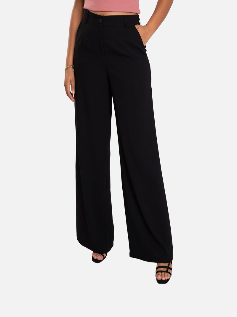MS MODE Pantalon Pantalon à jambes amples Noir Noir - Kiabi