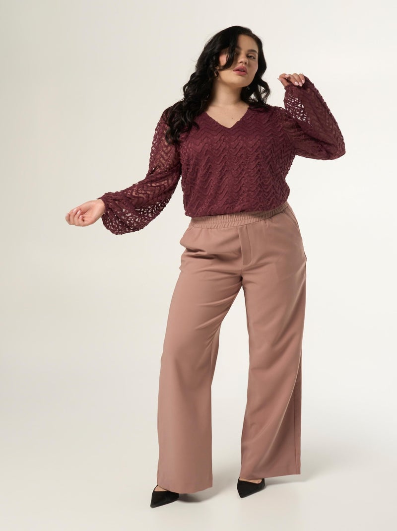 MS MODE Pantalon Pantalon à jambes larges Mauve - Kiabi