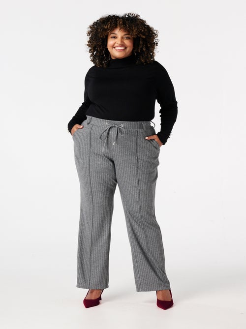 MS MODE Pantalon Pantalon à taille élastique et rayures crayon - Kiabi