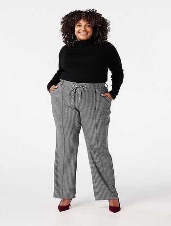 MS MODE Pantalon Pantalon à taille élastique et rayures crayon