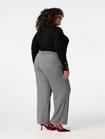 MS MODE Pantalon Pantalon à taille élastique et rayures crayon
