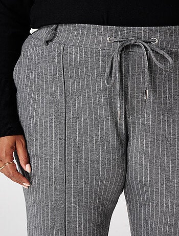 MS MODE Pantalon Pantalon à taille élastique et rayures crayon