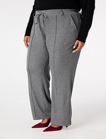 MS MODE Pantalon Pantalon à taille élastique et rayures crayon
