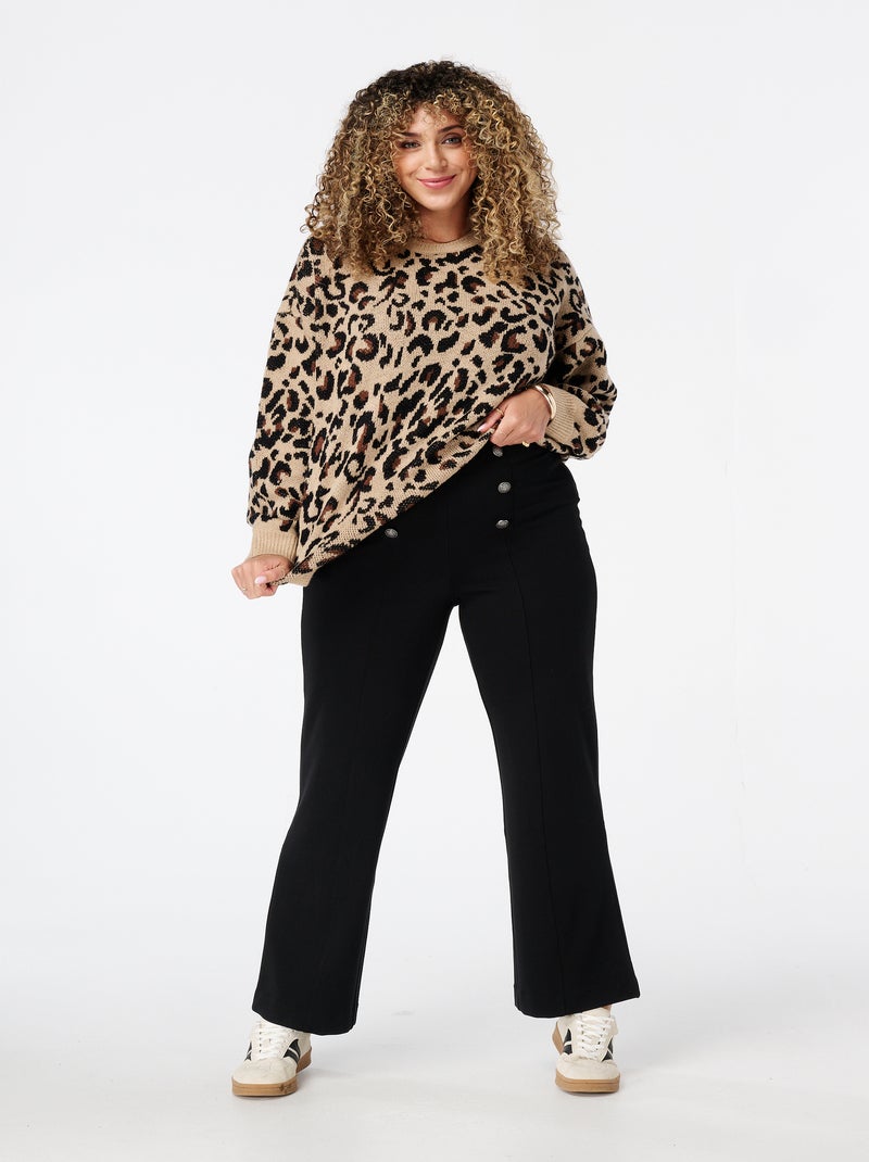 MS MODE Pantalon Pantalon avec boutons fantaisie Noir Noir - Kiabi