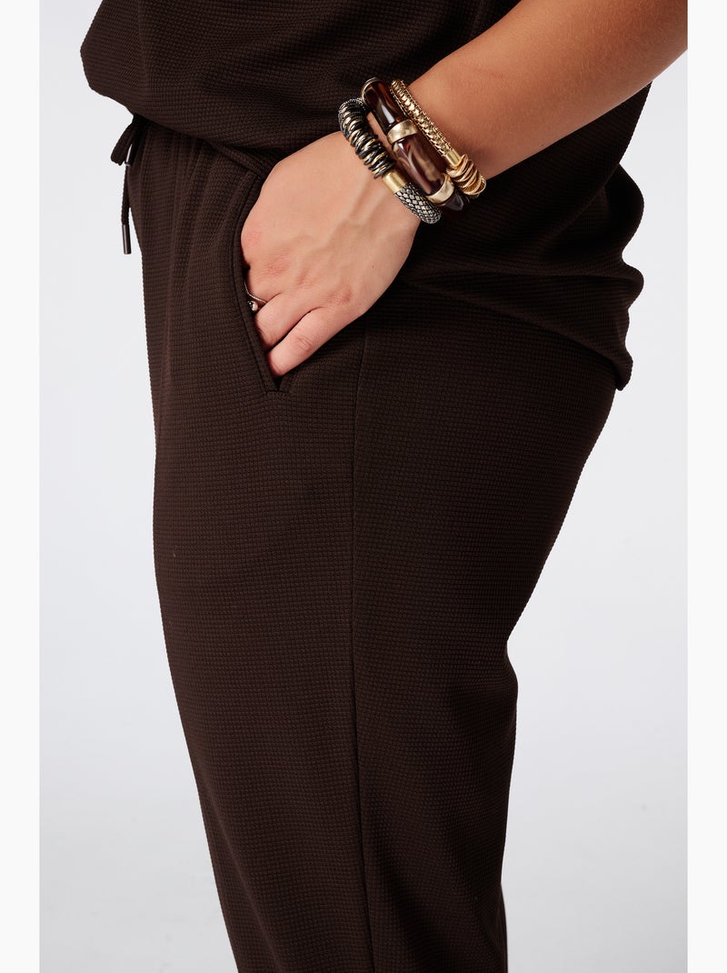 Ms Mode Pantalon pantalon avec cordon coulissant Marron foncé - Kiabi