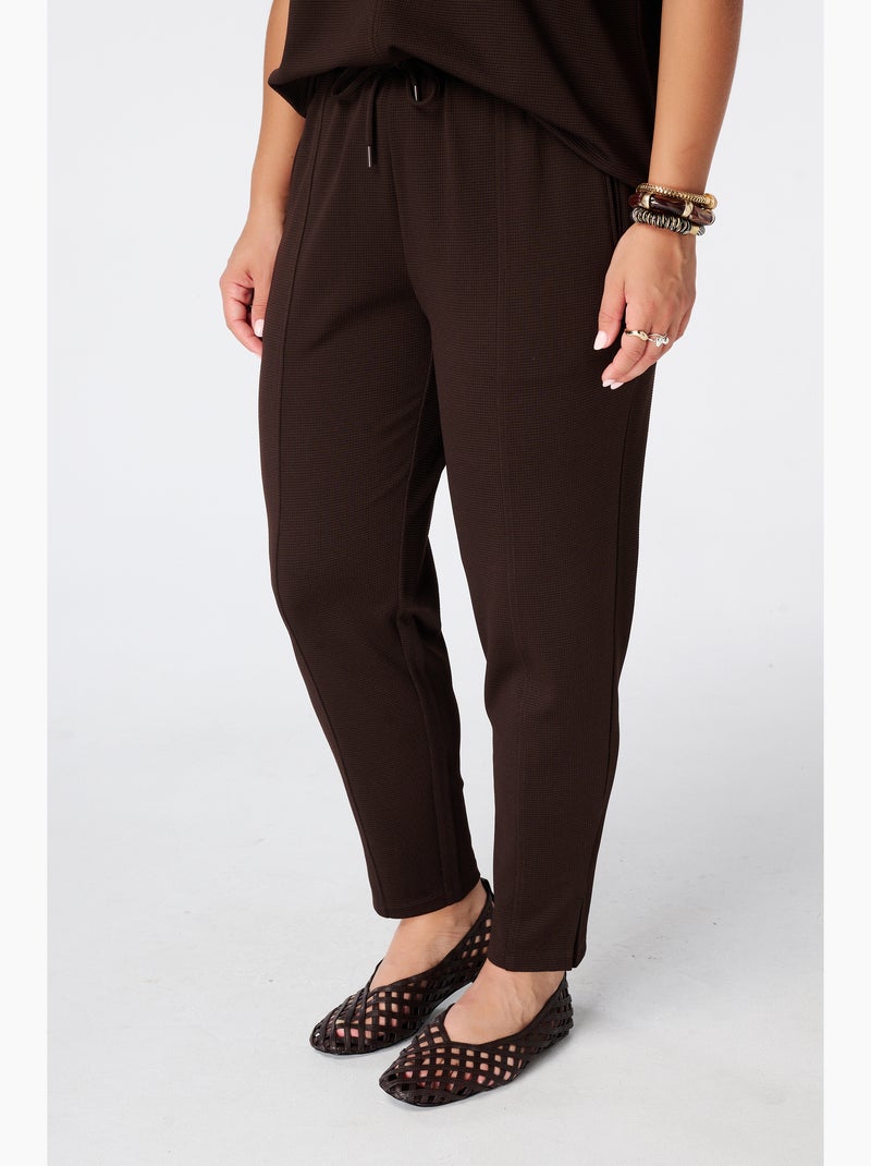 Ms Mode Pantalon pantalon avec cordon coulissant Marron foncé - Kiabi
