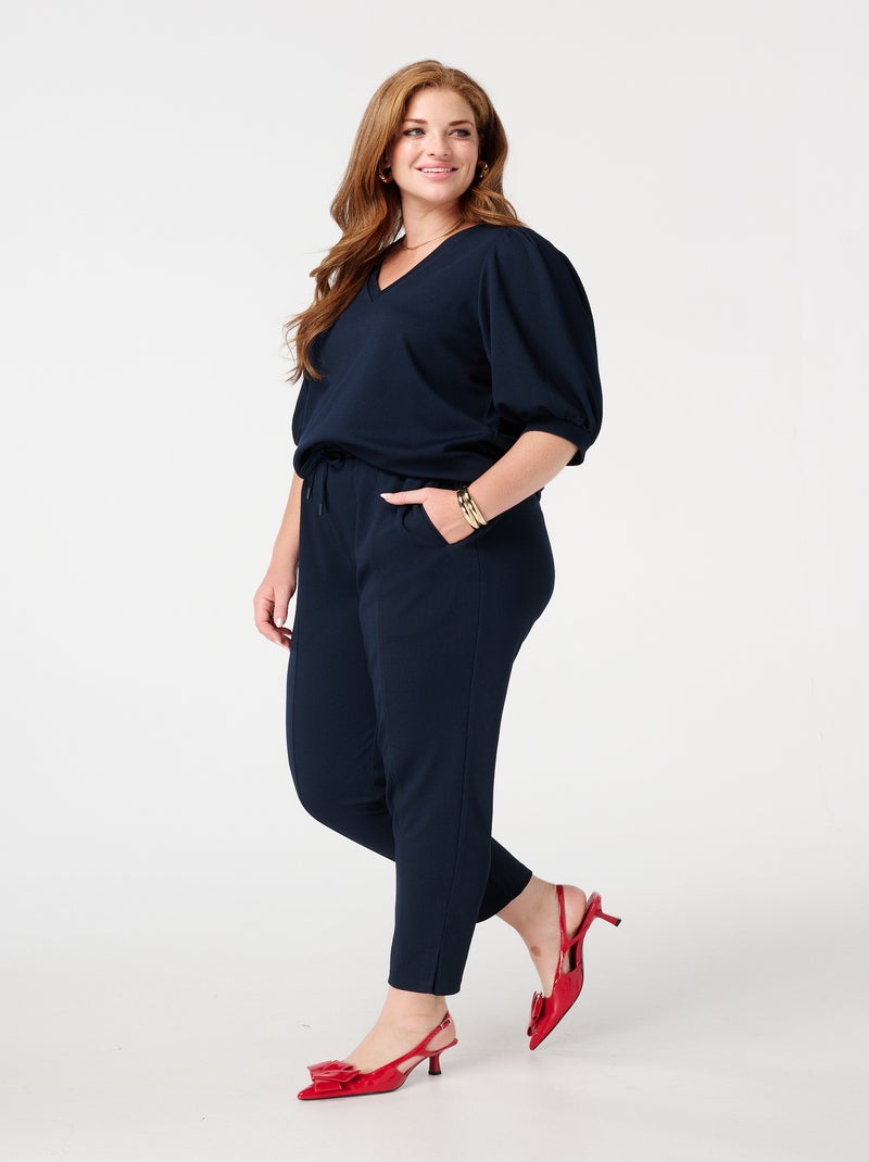 MS MODE Pantalon Pantalon avec couture décorative Bleu marine - Kiabi