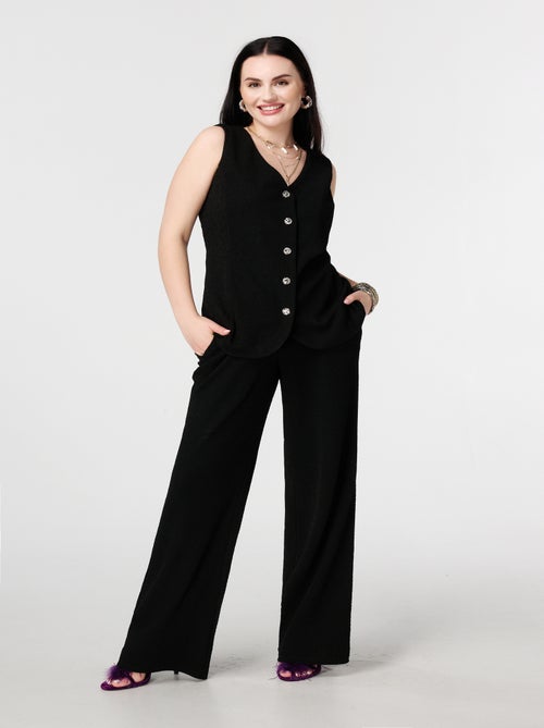 MS MODE Pantalon Pantalon avec lurex et taille élastique - Kiabi