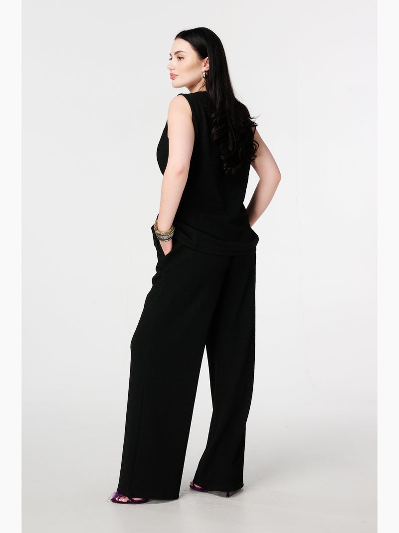 MS MODE Pantalon Pantalon avec lurex et taille élastique Noir - Kiabi