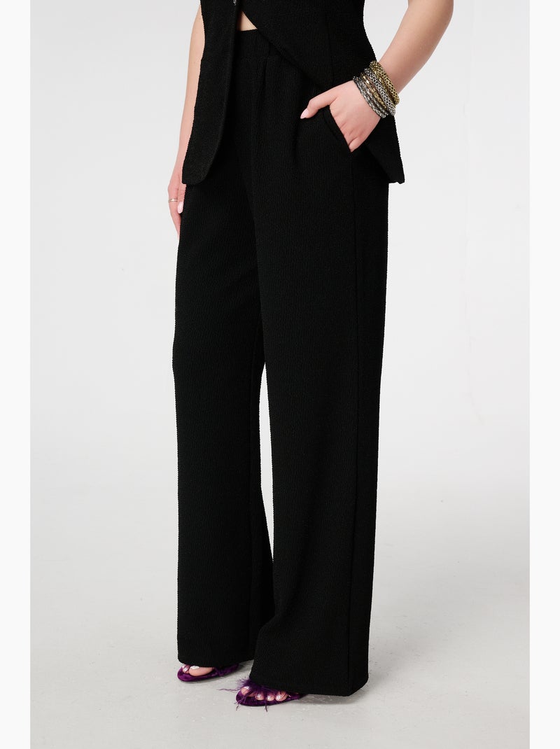 MS MODE Pantalon Pantalon avec lurex et taille élastique Noir - Kiabi