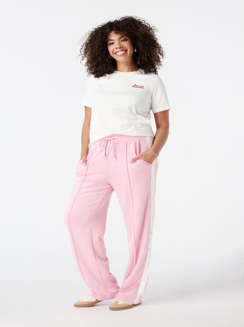 MS MODE Pantalon Pantalon avec rayures contrastantes Rose pâle - Kiabi